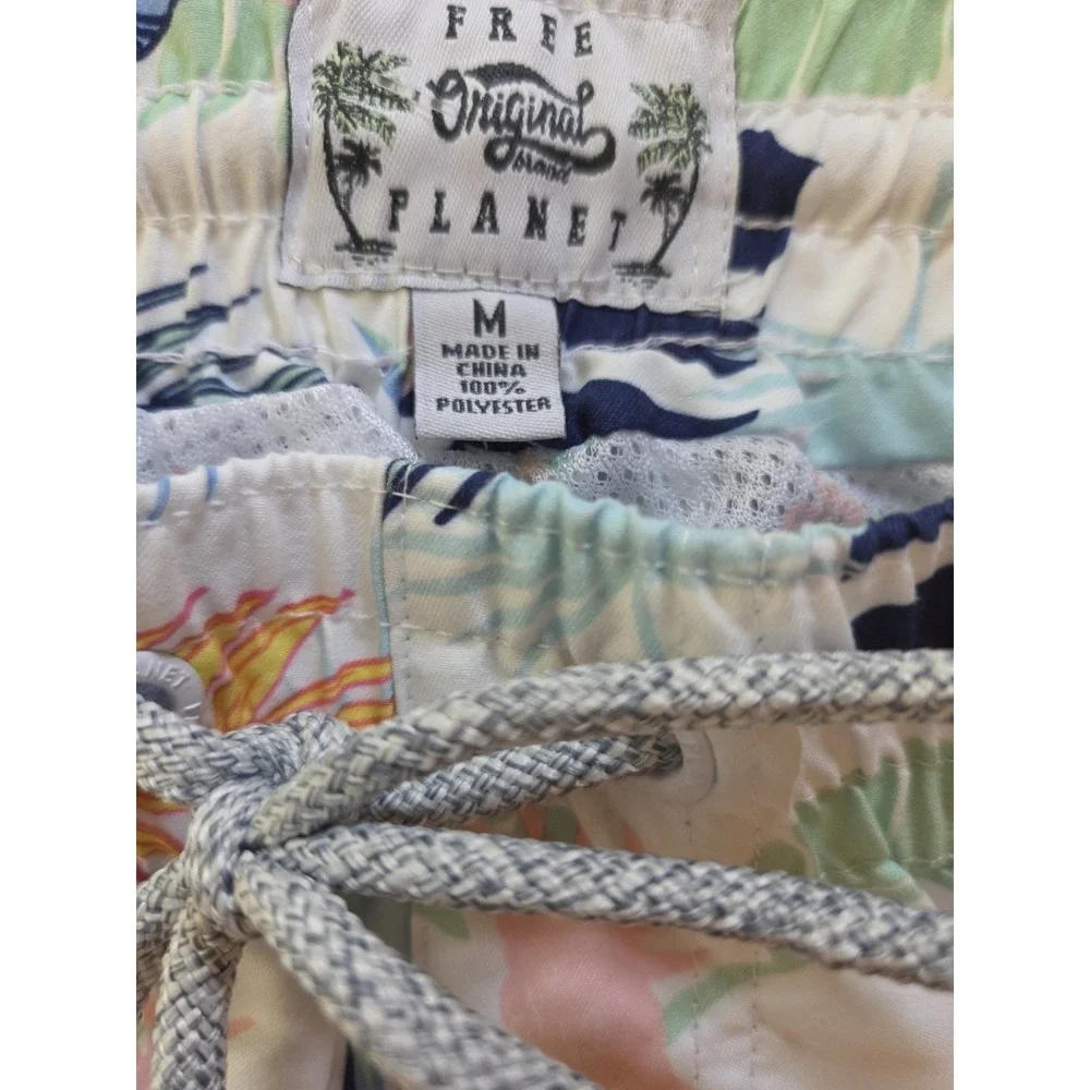 Free Planet Men's Tropical Leaf‎ Bird Swim Trunks 7